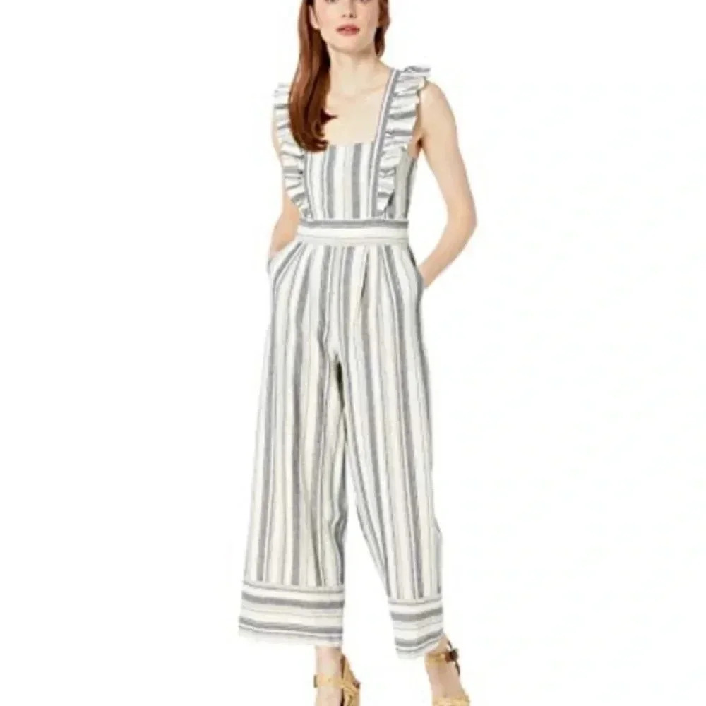 Ella Moss Jumpsuit Ophelia Striped Blue Jumpsuit Size M New